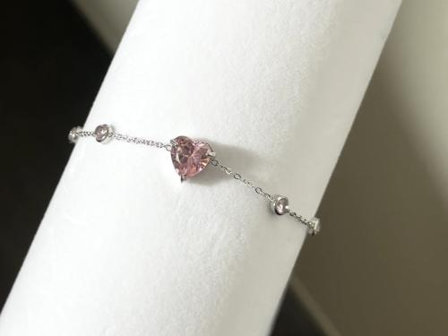 سوارة kily - الفضية بقلب وردي