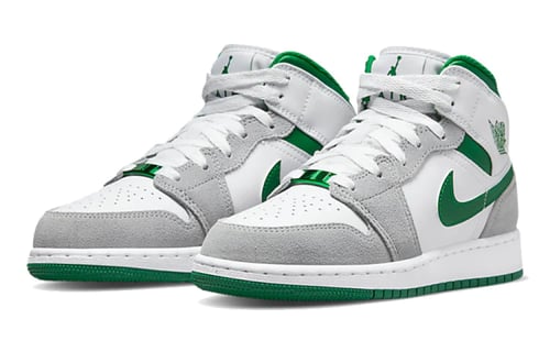 Air Jordan 1 Mid SE GS 'Grey Pine Green