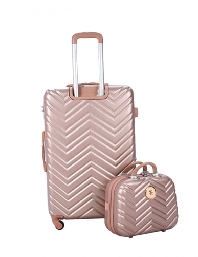 ستار لاين طقم شنط سفر فايبر بسحاب توسعة 5 قطع روز...