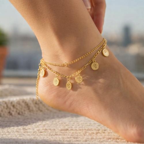 خلخال ذهبي خلخال أنيق و ناعم خلخال رفيع مصنوع من ا...