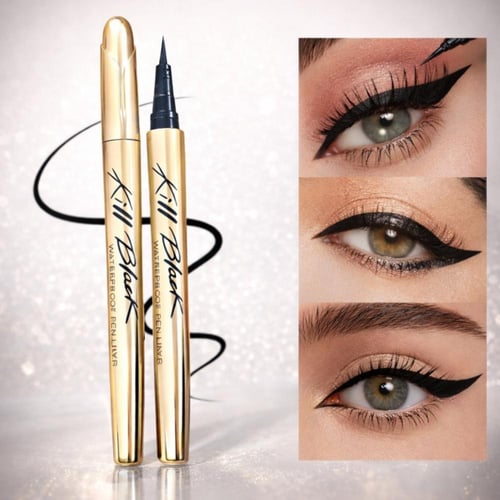 ايلاينر سواد داكن ضد الماء من كاكي قلم تحديد عيون...