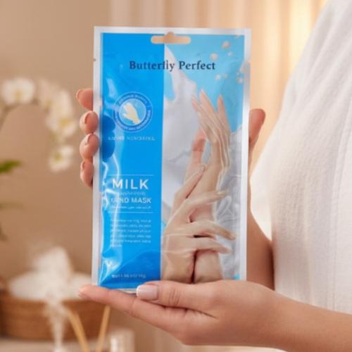 قناع مرطب لليدين بخلاصة الحليب مغذي: يمنح قناع الي...