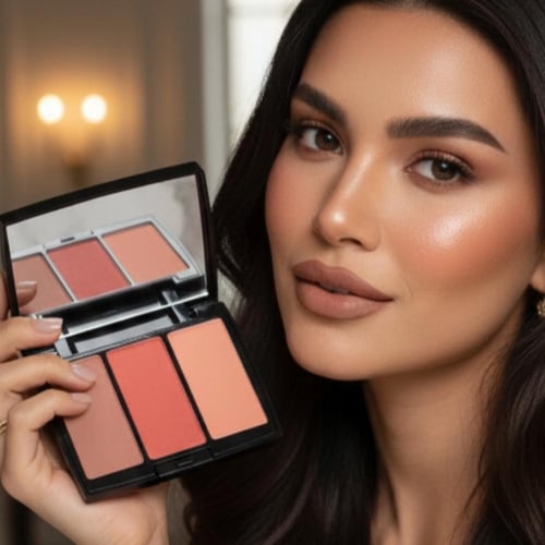 باليت احمر خدود بودر من ريل بيوتي متوهج طبيعي يدوم...