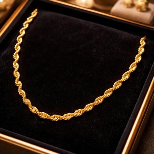 سلسال مطلي ذهبي ناعم مع ضمان ثبات اللون سنتين