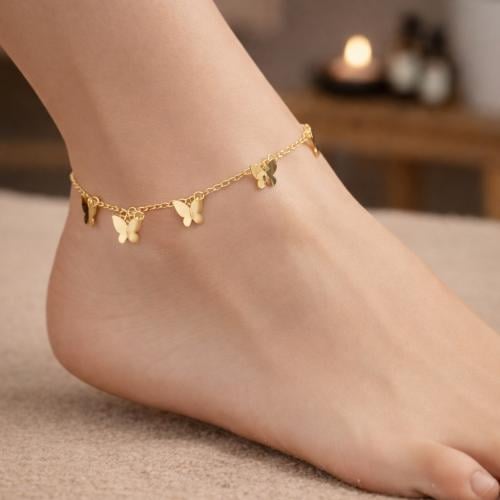 Elegant and delicate anklet studded with zircon. T...