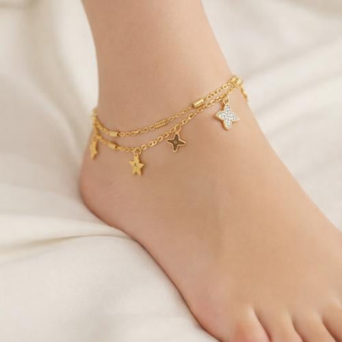 Elegant and delicate anklet studded with zircon. T...