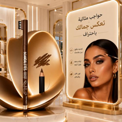 قلم حواجب لون بني من ريال بيوتي قلم حواجب مقاوم لل...