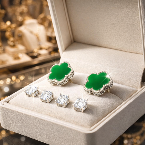 Earrings set, elegant and delicate earrings studde...