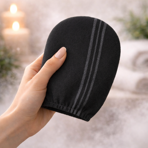 ليفة التقشير الممتازة لون اسود قفازات تقشير للجسم...