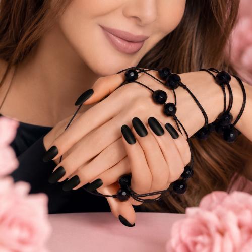 اظافر لون اسود بغراء ذاتي لون اسود أظافر فرنسية تث...