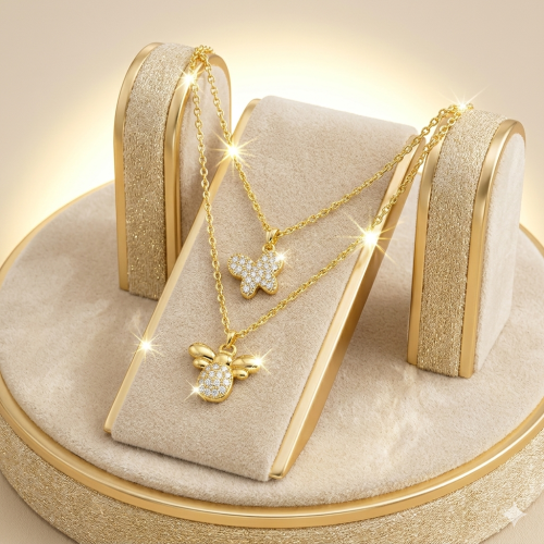 A delicate women's gold-colored necklace, an elega...