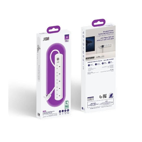 جودا - توصيلة كهرباء 5 مخارج و بطول 3 متر بحماية م...