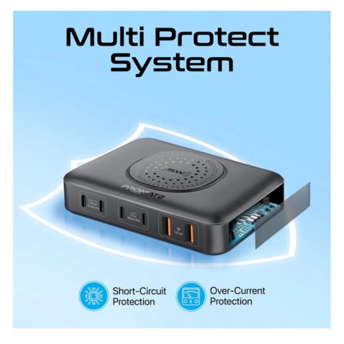 محطة شحن 7 في 1 GaNFast™ بقدرة 100 واط وشاحن لاسلك...