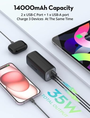 بطارية راف باور بسعة 14000 ملي امبير بقوة 30 واط ب...