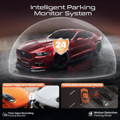 كاميرا سيارة ثلاثية العدسات بدقة ‎4K‎ لتصوير أمامي...