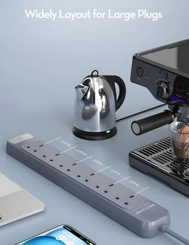 توصيلة راف باور 6 منافذ بقوة 3150 واط - رمادي