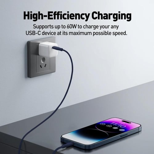 كابل طول واحد متر USB CC من السيليكون SLIP 60 كحلي...