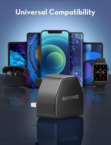 شاحن جداري راف باور بقوة 20 واط بمنفذ تايب سي - اس...