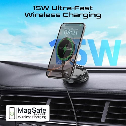 أفضل حامل وشاحن لاسلكي مغناطيسي للسيارة بقوة 15 وا...