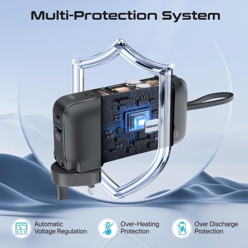 بطارية متنقلة فائقة الصغر وسريعة الشحن، مزودة بشاح...