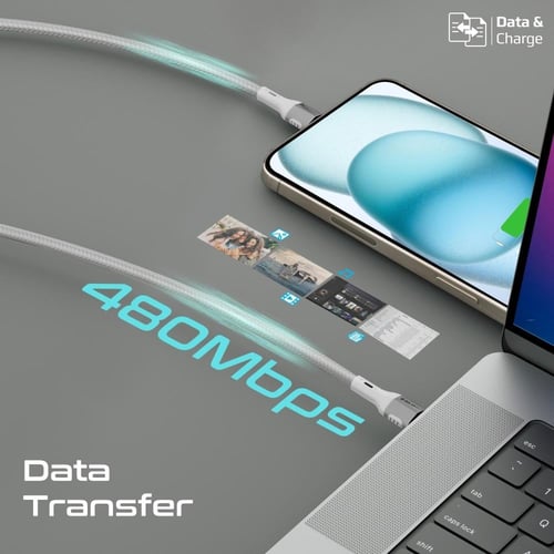 كيبل USB-C قوي ومتين يوفر شحن سريع بقوة 60 واط، يأ...