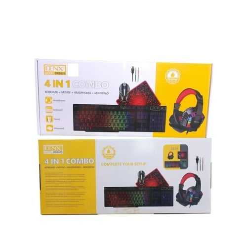 طقم DENX للألعاب 4 في 1 – لوحة مفاتيح بإضاءة RGB +...