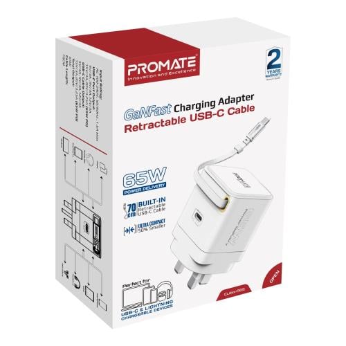 شاحن بقوة 65 واط بتقنية GaNFast™مزود بمنفذ USB-C و...
