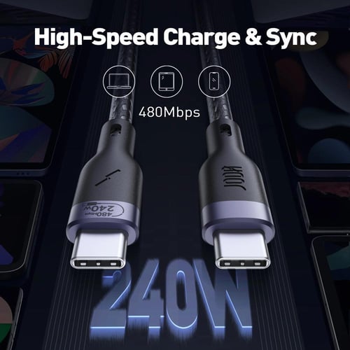 كابل طول واحد متر USB CC مضفر من النايلون FIBER 24...