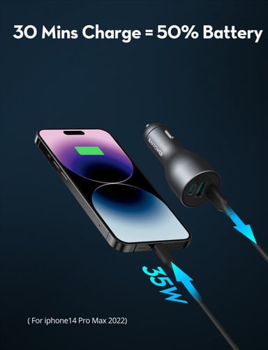 شاحن سيارة راف باور بقوة 100 واط بمنفذين تايب سي و...