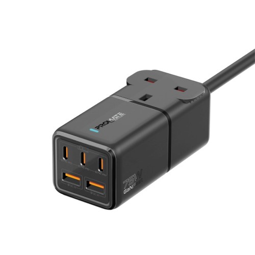 مشترك طاقة GaNFast متعدد المنافذ بقوة 75 واط مزود...