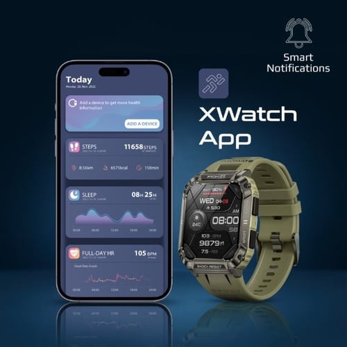 الساعة الذكية xWatch-S19 بتصميم قوي وشاشة TFT بقيا...