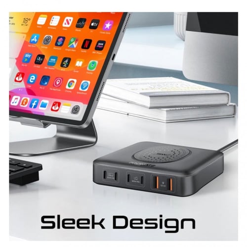 محطة شحن 7 في 1 GaNFast™ بقدرة 100 واط وشاحن لاسلك...