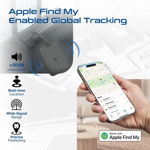جهاز تتبع ذكي للحقائب مزود بتقنية Apple Find My وم...