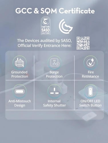 توصيلة راف باور 6 منافذ بقوة 3150 واط - رمادي