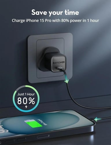 شاحن جداري راف باور بمنفذ تايب سي بقوة 20 واط - اس...