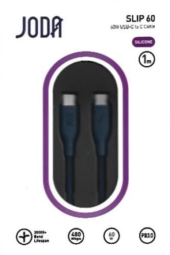 كابل طول واحد متر USB CC من السيليكون SLIP 60 كحلي...