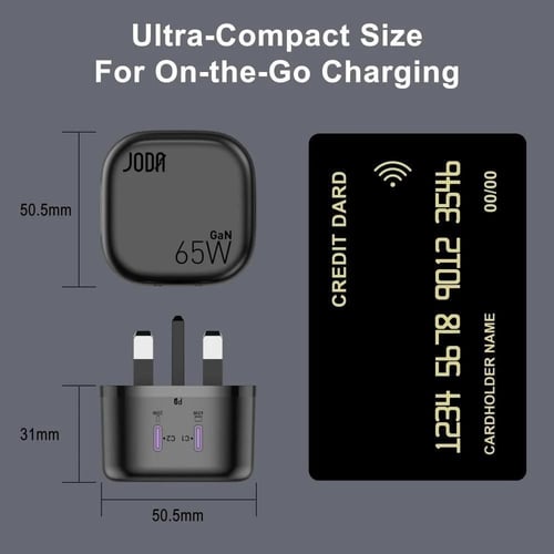 جودا - شاحن جداري فولت بود بقوة 65 واط بمنفذين تاي...