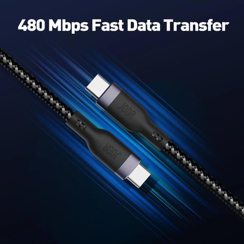 كابل طول واحد متر USB CC مضفر من النايلون FIBER 24...