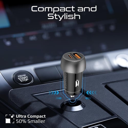 شاحن سيارة سريع ثنائي المنافذ بقدرة 33 واط USB-C ب...