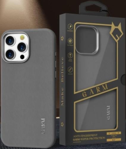 كفر جوال جلد من قرم لون رمادي