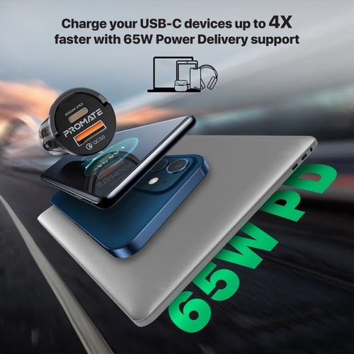 شاحن سيارة فعّال ومدمج بتصميم شفاف يتميز بمنفذ USB...