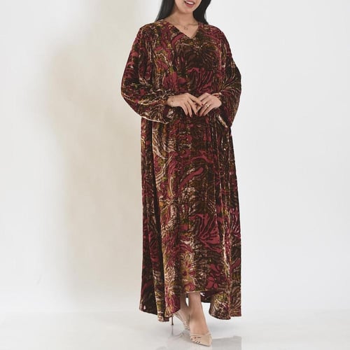 جلابية مخمل باللون العنابي