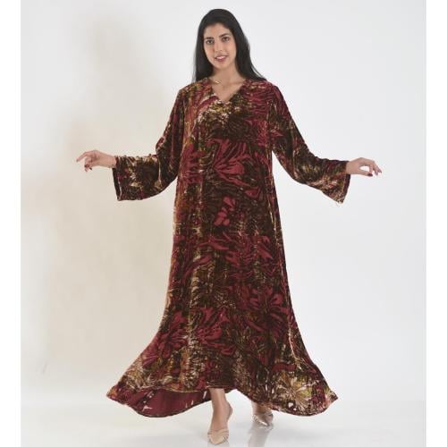 جلابية مخمل باللون العنابي