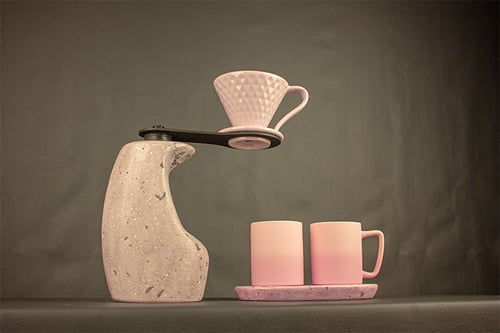 طقم القهوة المختصة الوردي الفخم