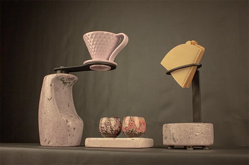 طقم القهوة المختصة الوردي الفخم