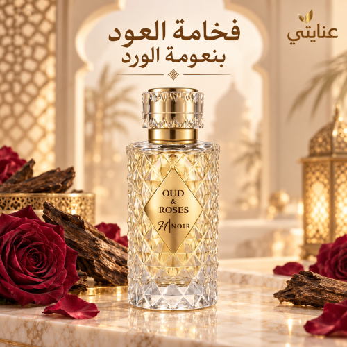 عطر عود وورد للرجال والنساء، عطر يدوم طويلاً برائحة العود والورد والمسك، 60 مل