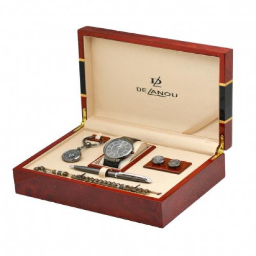 طقم هدايا رجالي من الماركة العالمية ديلانو ساعة وق...