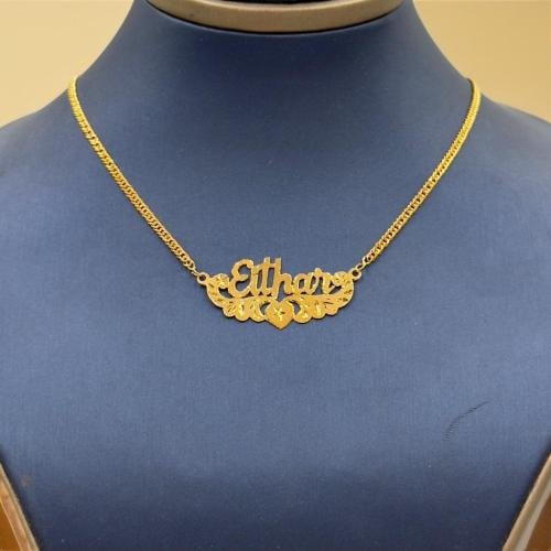 عقد مع اسم ذهب عيار 21