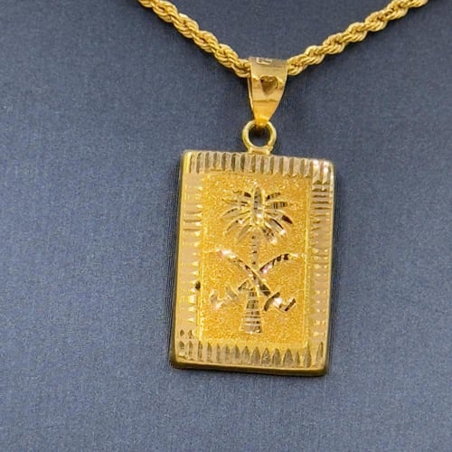 عقد شعار السعودية ذهب عيار 18