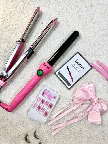 مجموعة 2x مملس سيراميك تيتانيوم مع فير تجعيد الشعر